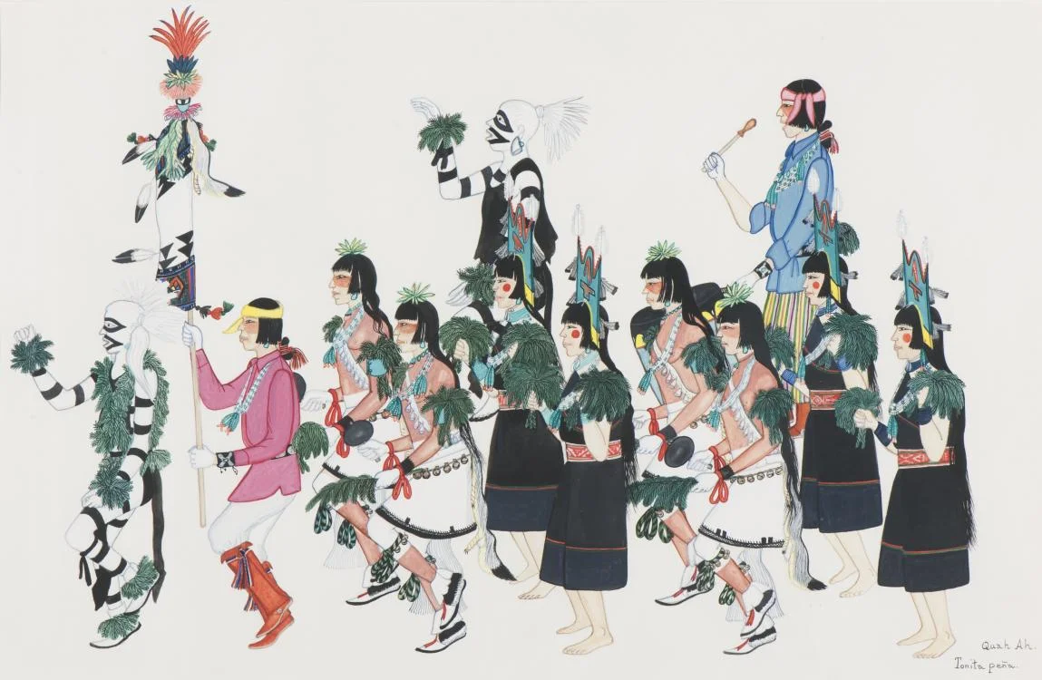 Tonita Peña, Corn Dance, early 20th century. Gouache on paper. ©Gilcrease Museum.