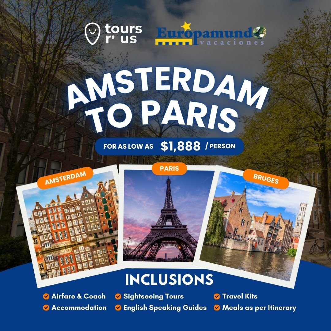 ✨AMSTERDAM TO PARIS✨

Set out on an 8-day journey to Europe and experience firsthand the beauty of Netherlands, Belgium and France in our Amsterdam to Paris tour package!✨ Departures are also available from both Manila and Cebu! ✈️

TRAVEL DATES:
FEB