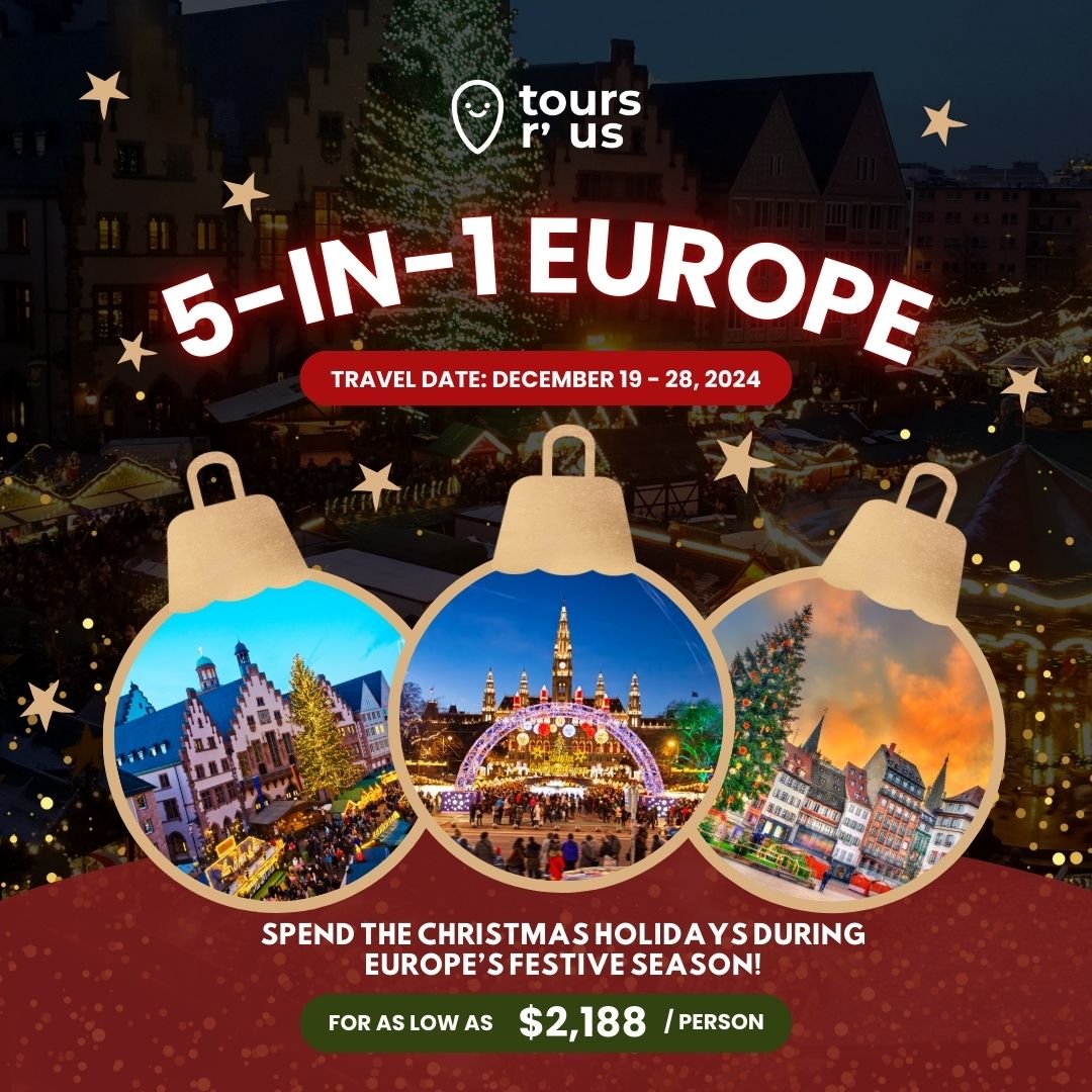 🎄CHRISTMAS 5-in-1 EUROPE🎄

Slots are still available for our Christmas 5-in-1 Europe! Explore the different sights of Austria, Hungary, Slovakia, Czech Republic and Germany while experiencing the holiday festivities and Christmas markets in this 10