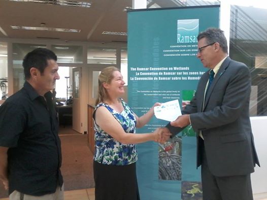 Karri Giles President - Westernport and Peninsula Protection Council. - presenting joint letter to Ramsar Officials in Switzerland. 