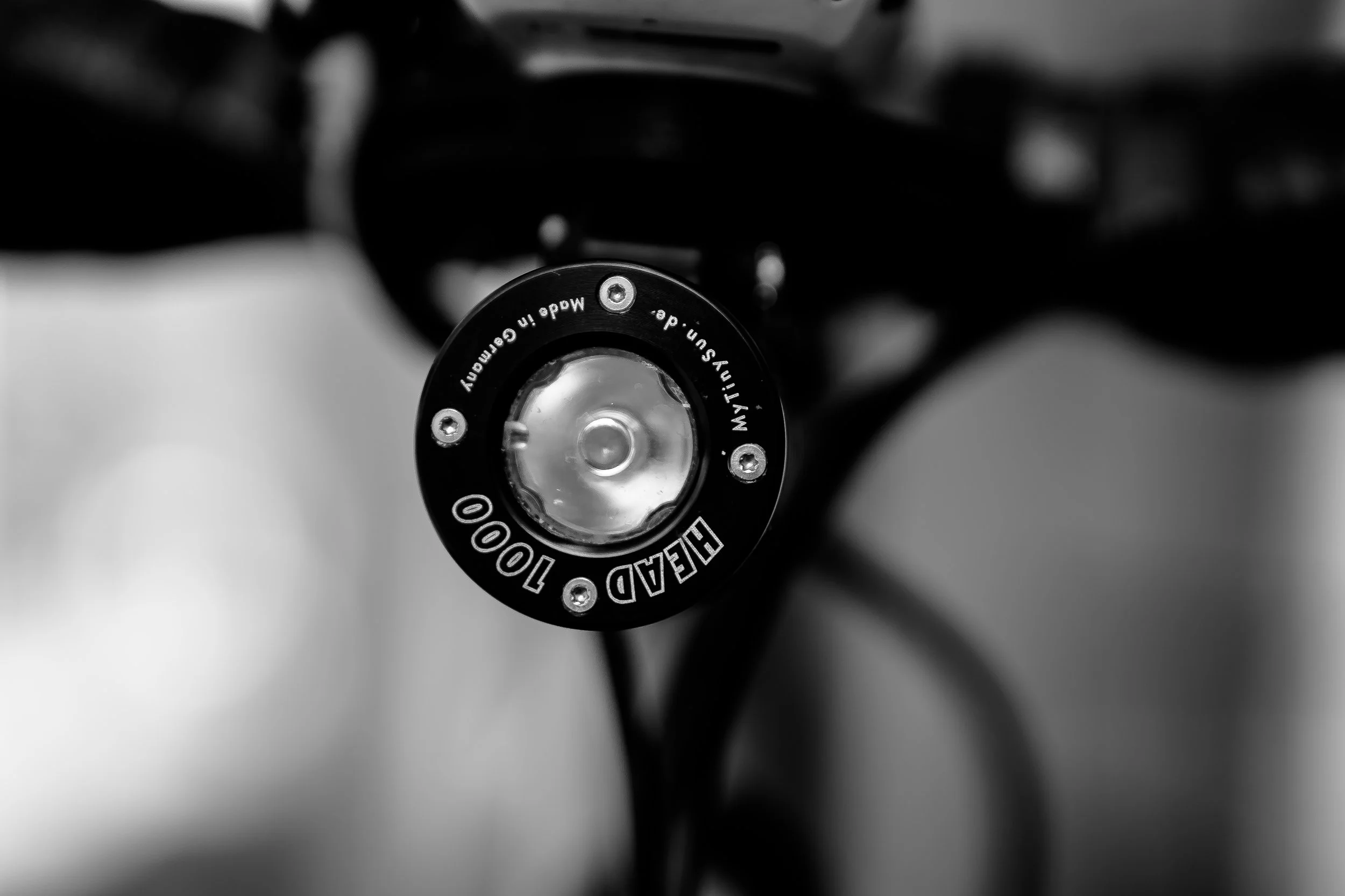 My Tiny Sun 1000 lumen front light - Raceware Direct 3D printed mounts