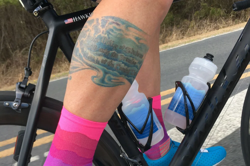 There's no mistaking Matt's bike, calf, or the amazing socks he designs and sells through Ridge Supply