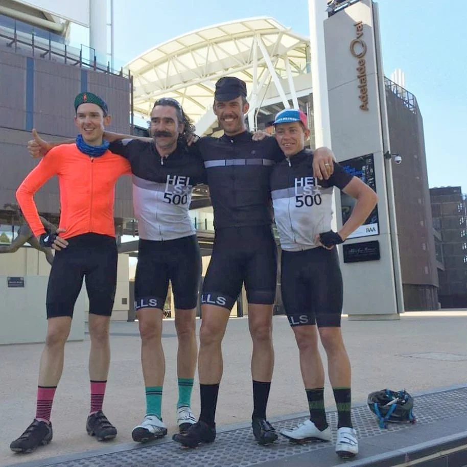 At the end of our Melbourne to Adelaide ride. I'm the colourful one.