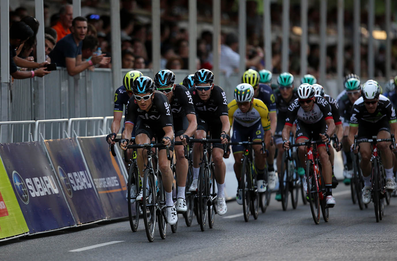 Team Sky setting the pace on the front