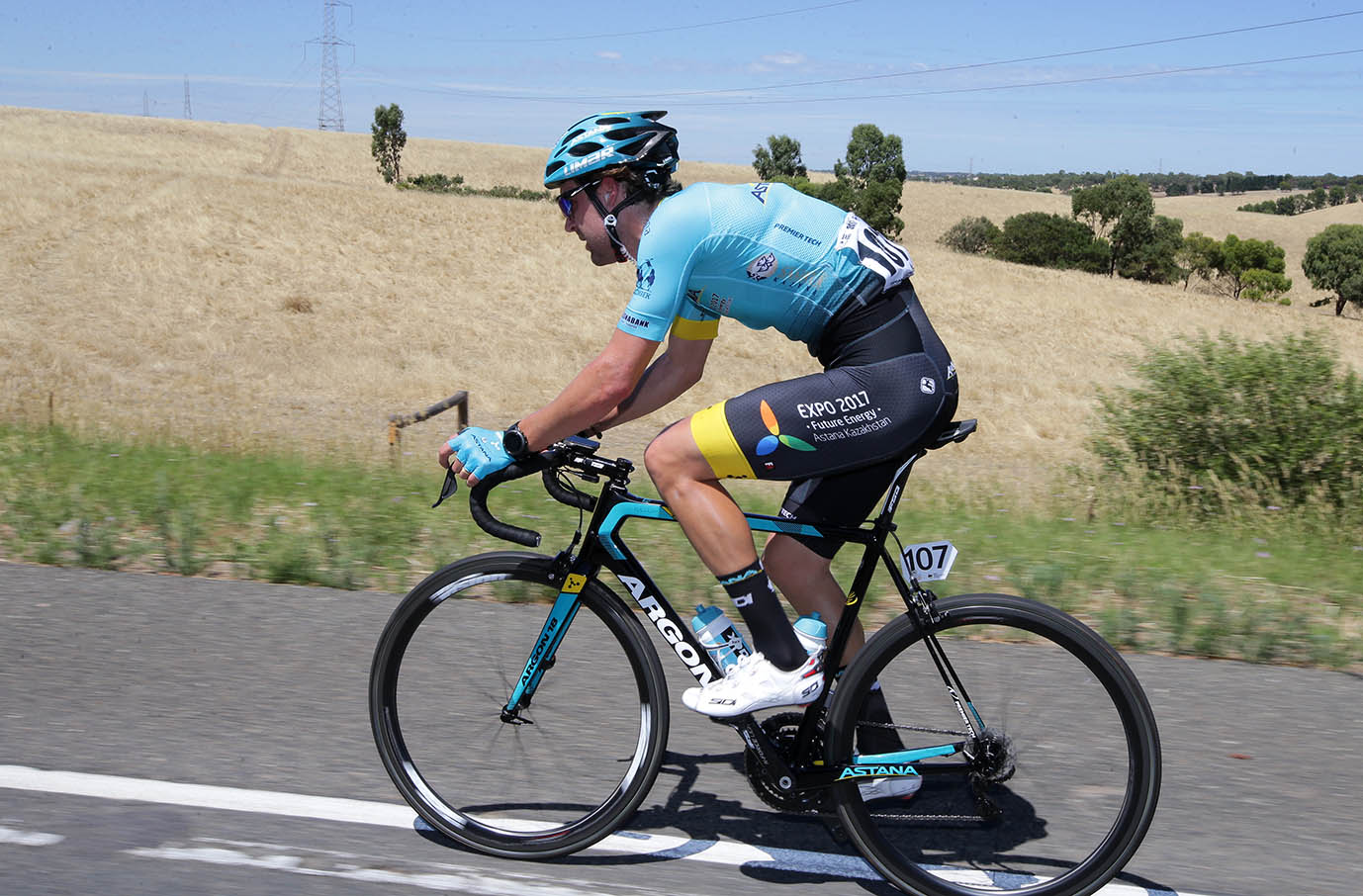 Astana rider Laurens De Vreese in his breakaway