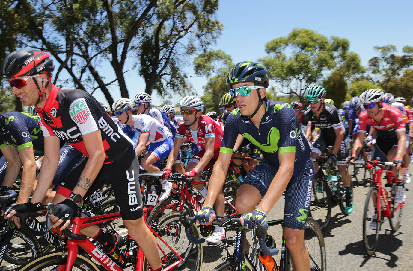 Riders feel the heat on a 43 degrees day on Hostworks stage 1