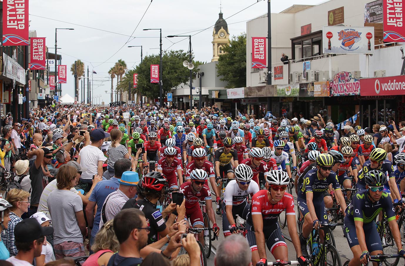 Hansgrohe Stage 3-Santos Tour Down Under started at Glenelg beach