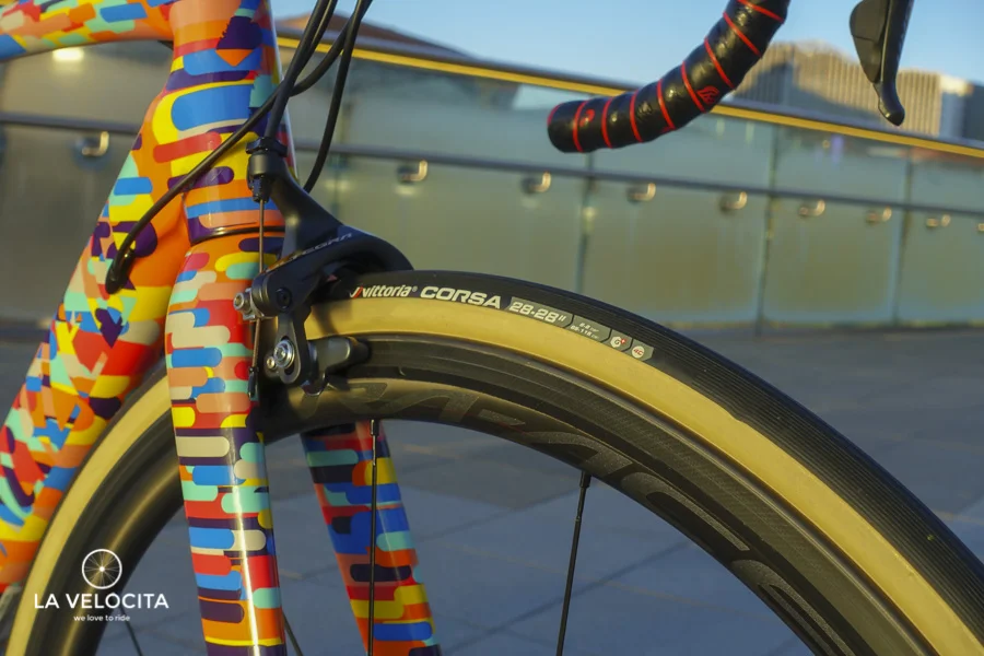 The front end of this bike is very sharp with it's stiff head tube and S-Works carbon fork.
