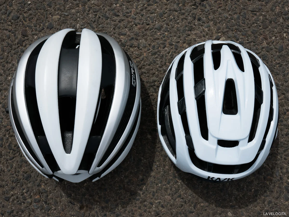 The Valegro is a very low profile helmet, pictured here next to a Giro Synthe in Large.