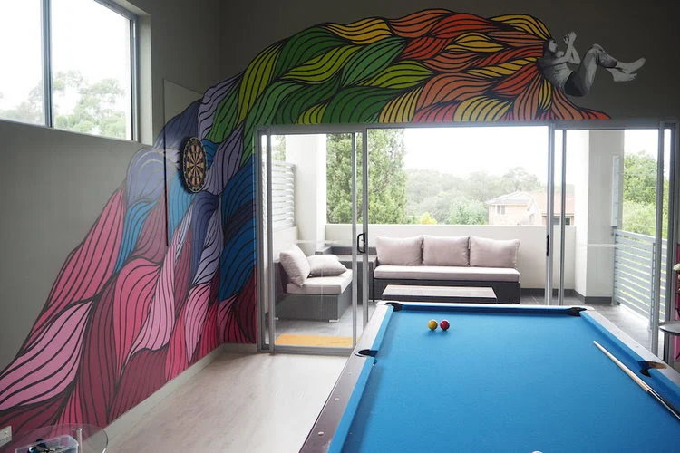 A bespoke mural for a games room in a private home.