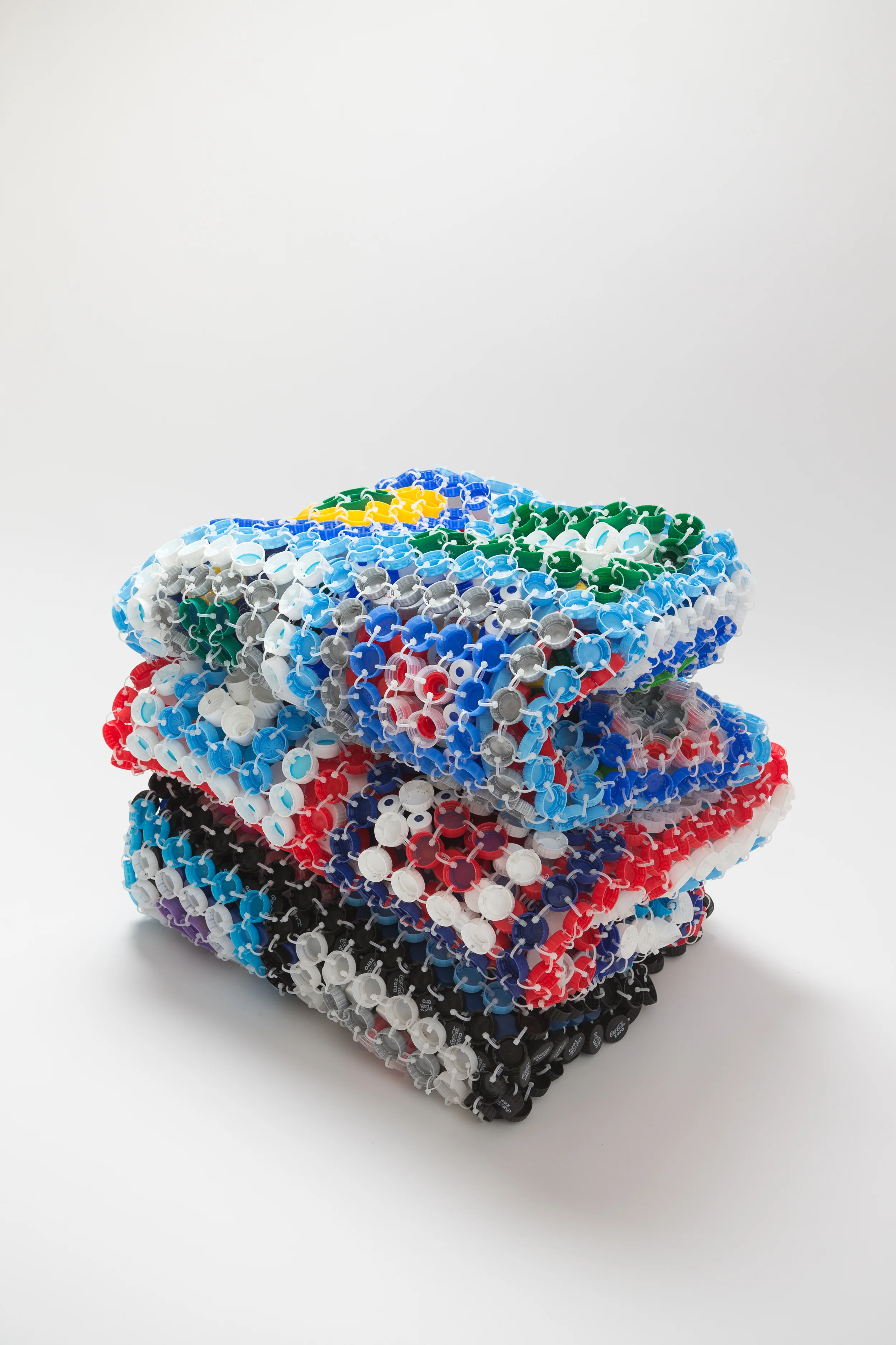Shared Comfort 2014 Plastic bottle caps & cable ties 50 x 50 x 40cm photographer James Field, courtesy of Adelaide Central School of Art