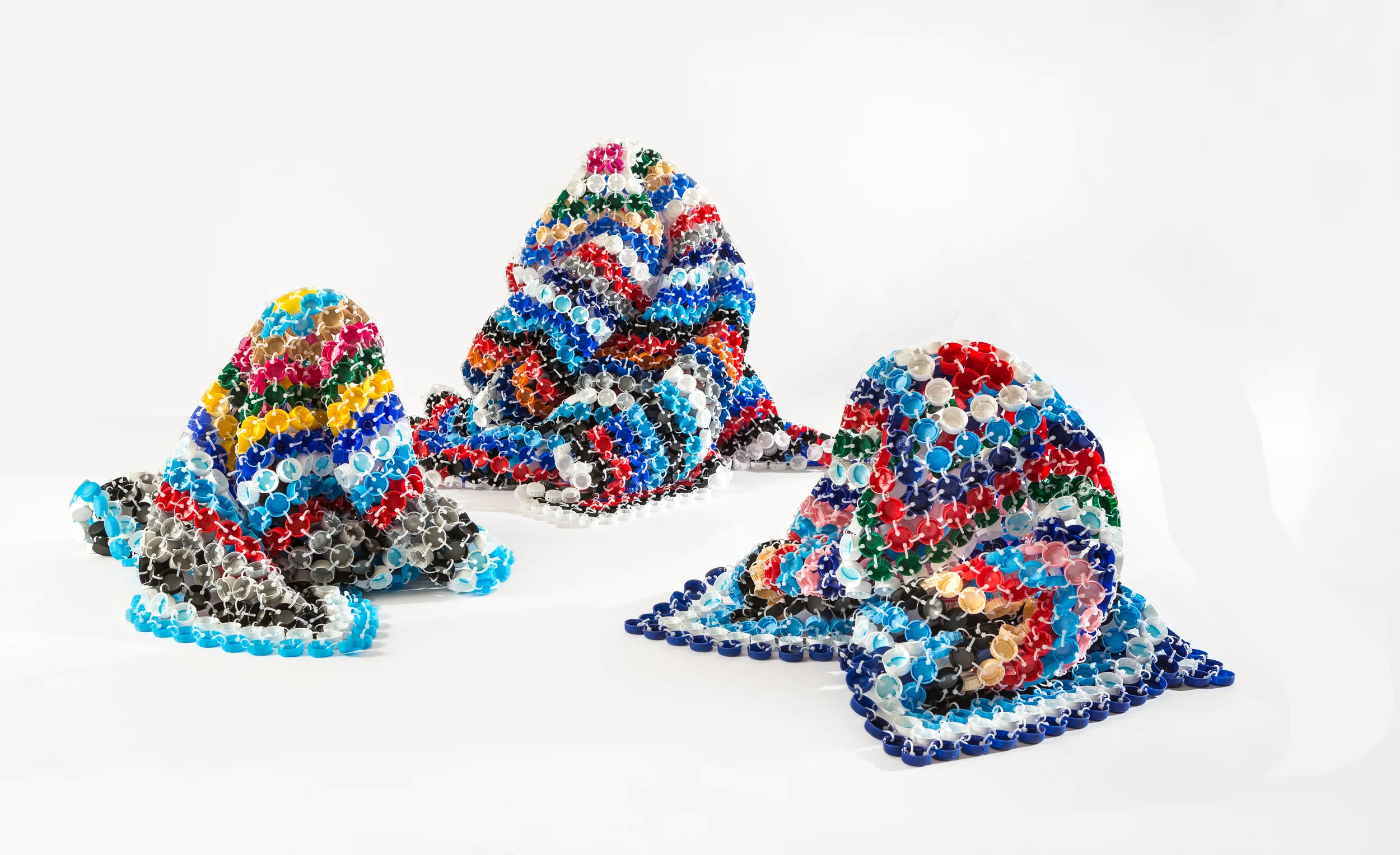 Security in Numbers 1 2014 Plastic bottle caps & cable ties 115 x 115 x 45cm photographer James Field, courtesy of Adelaide Central School of Art