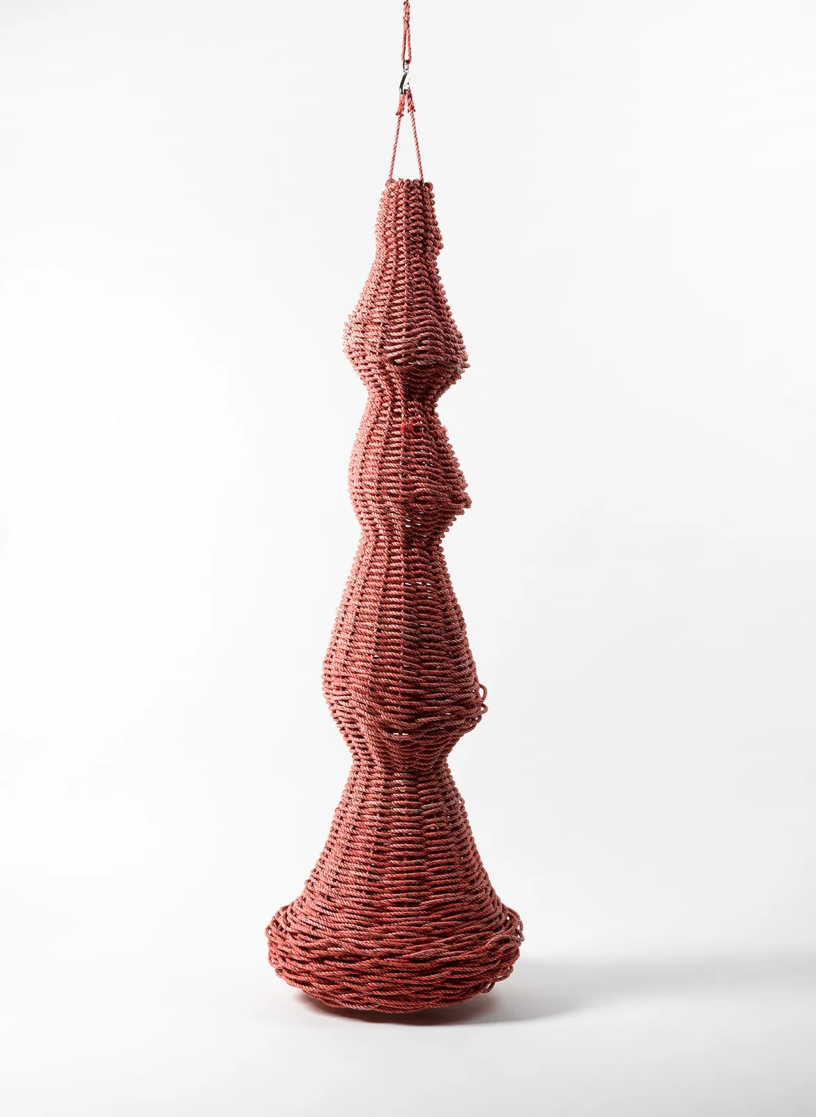 Suspended I 2016 260 x 60 x 60cm discarded lobster rope and steel photographer Grant Hancock