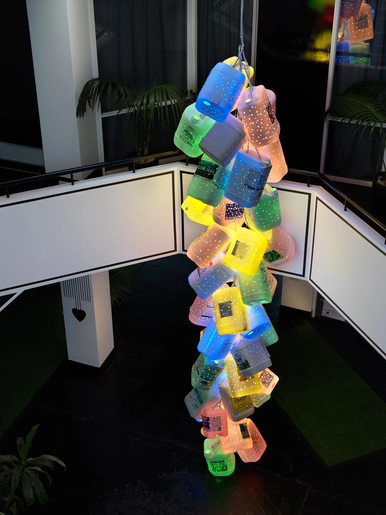 Poison 2017 450 x 120 x 120cm plastic, stainless steel, led lights photographer Grant Hancock