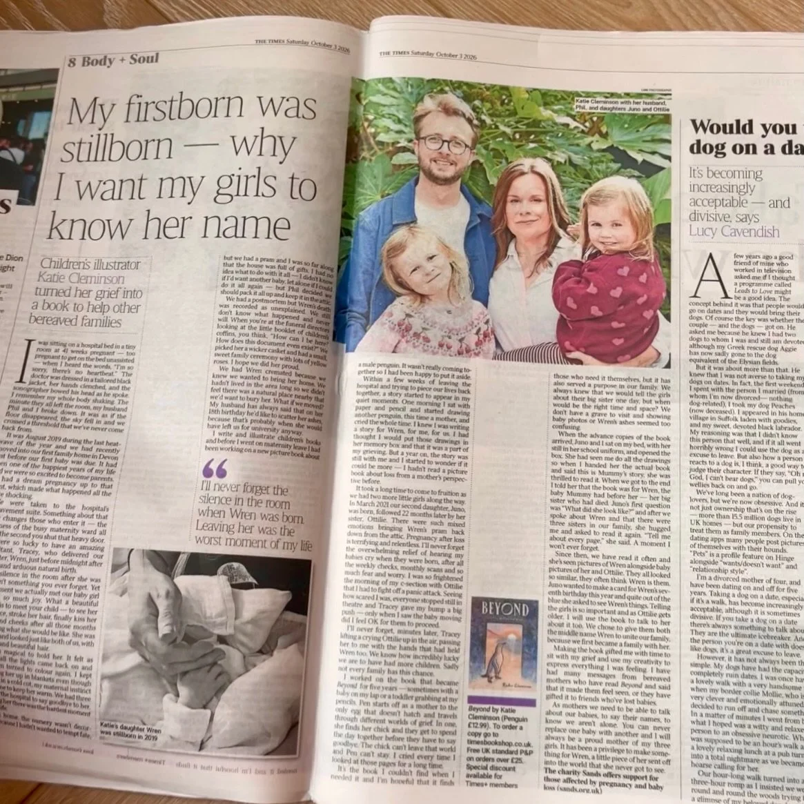 I've written a piece for @thetimes out today. It tells our story of losing our daughter Wren, pregnancy after loss, and making my book Beyond. 
I write about how I've used it to talk my daughters about Wren for the first time. I'm so proud of our fam