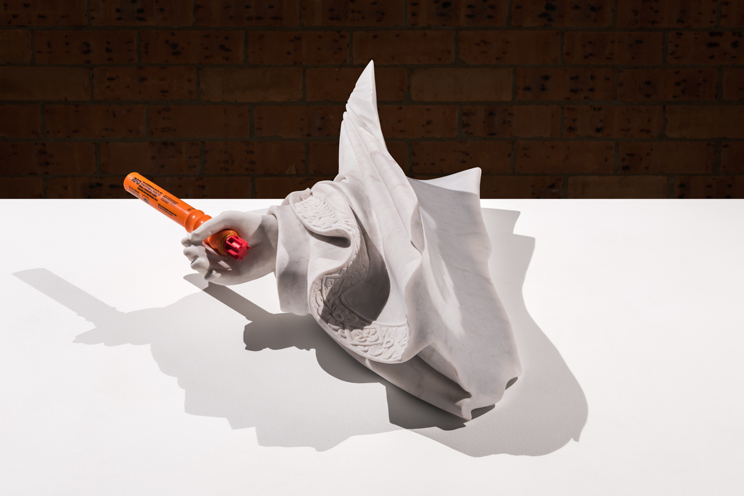 The Messenger 2016 Imperial white, found object, flare 37 x 40 x 77 cm