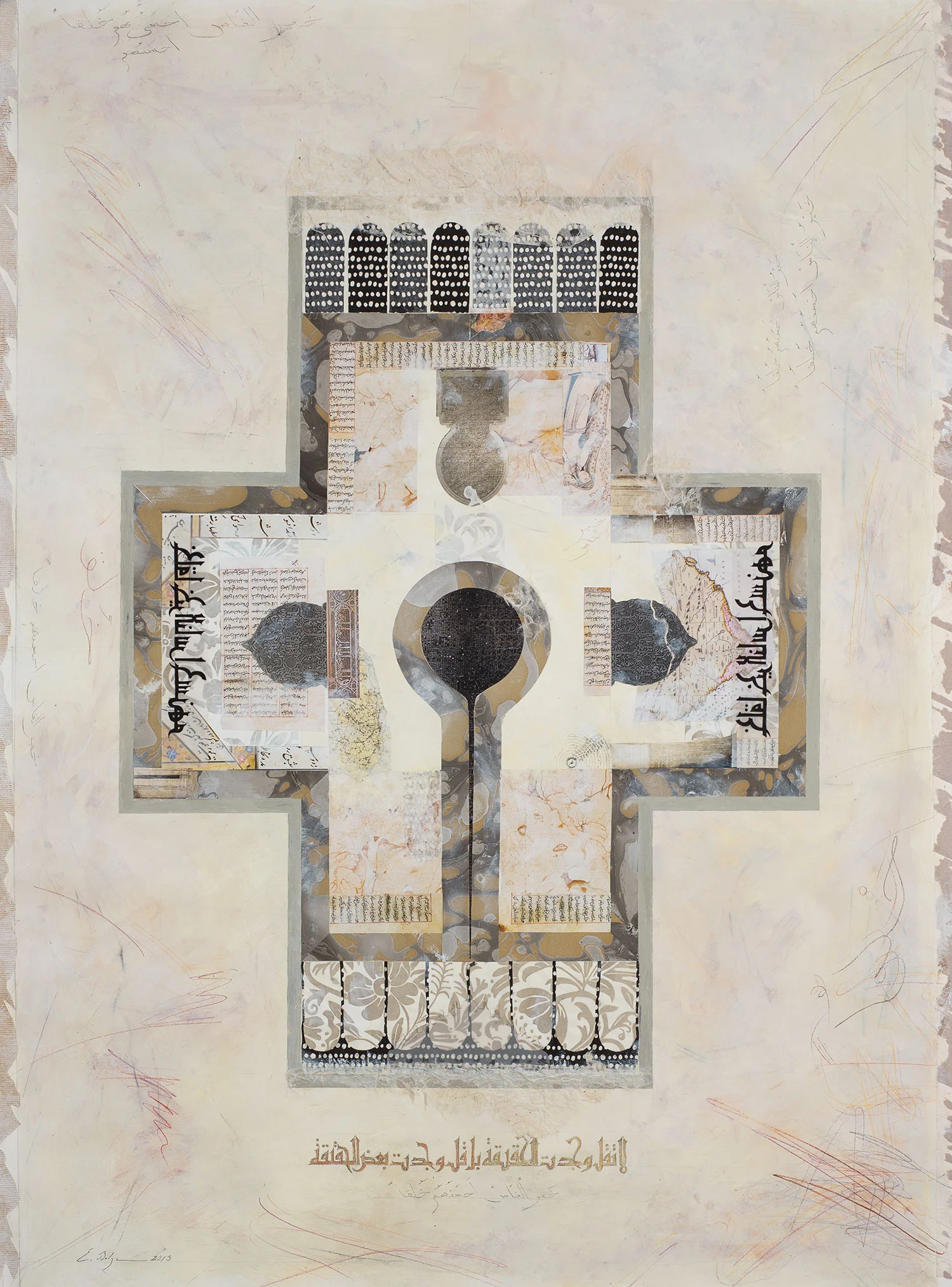 Talismanic Shirt - Fusion Private Collection Mumbai, India Stucco, pigments, tempera, paper, Chinese ink, pencil and coloured pencil on paper 105 x 140 cm 2013