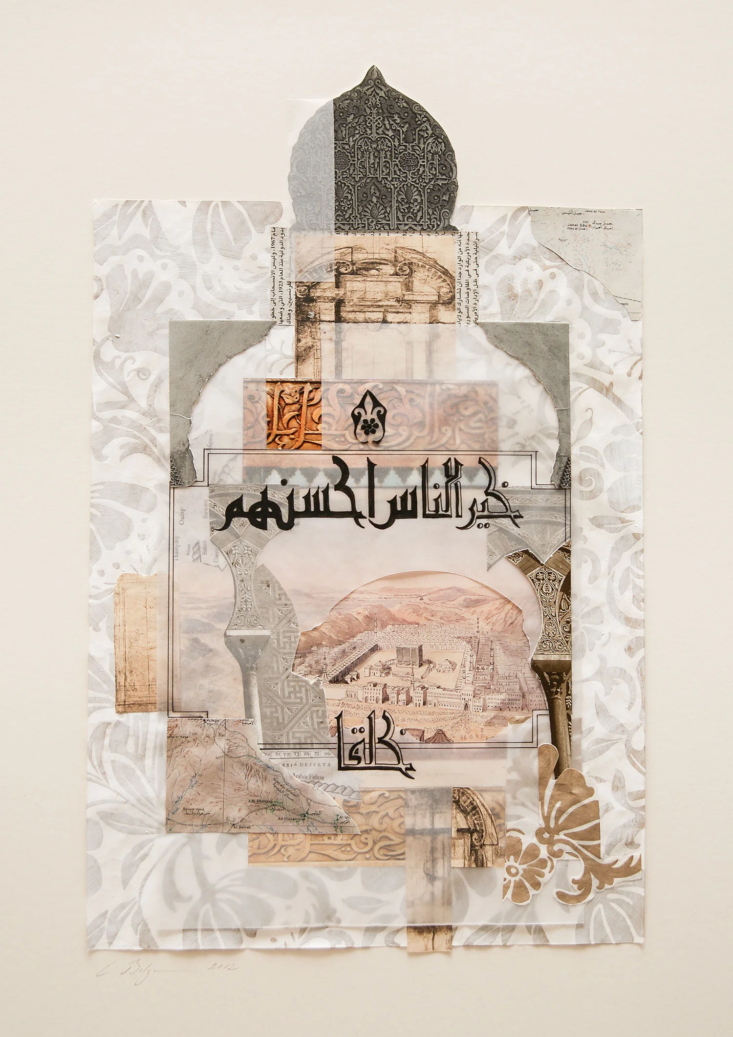 A Window to Makkah Private Collection Louth, Ireland Stucco, paper and Chinese ink on paper 37 x 65 cm 2012