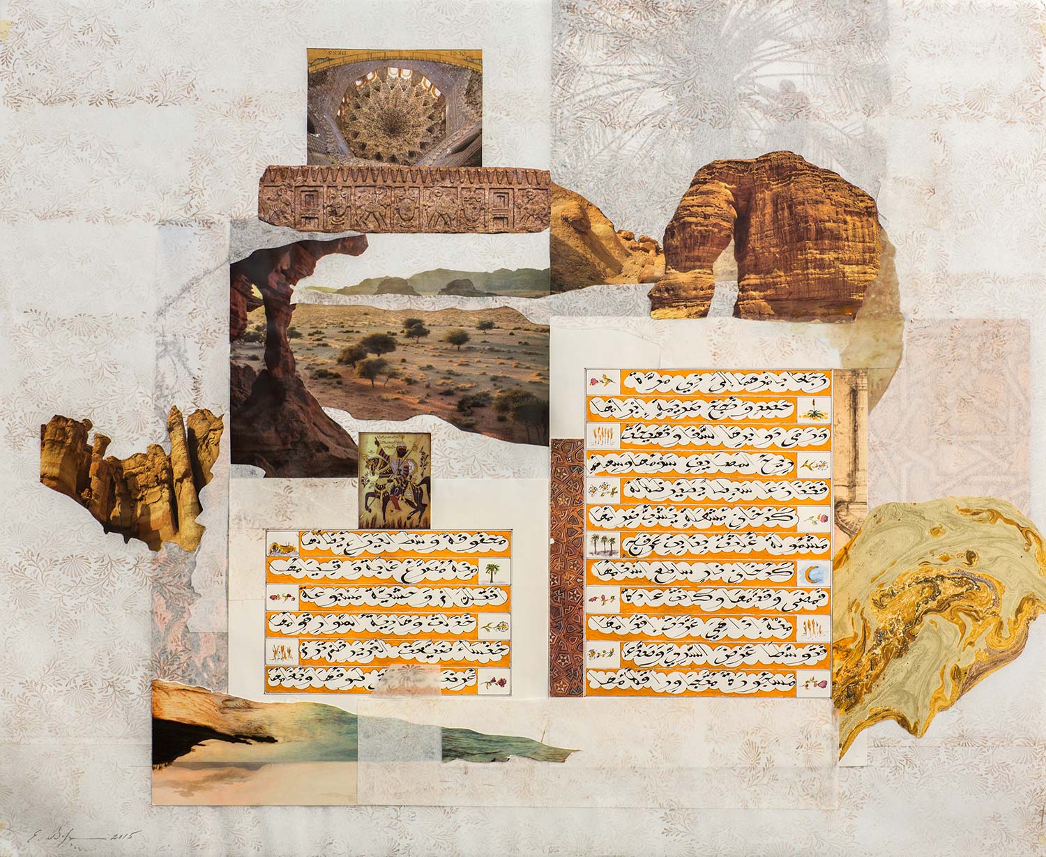 The Golden Ode V Paper, Iranian ink, watercolour and gold on hand treated pergaminata paper w 94 x h 81 x 4.8 cm 2015