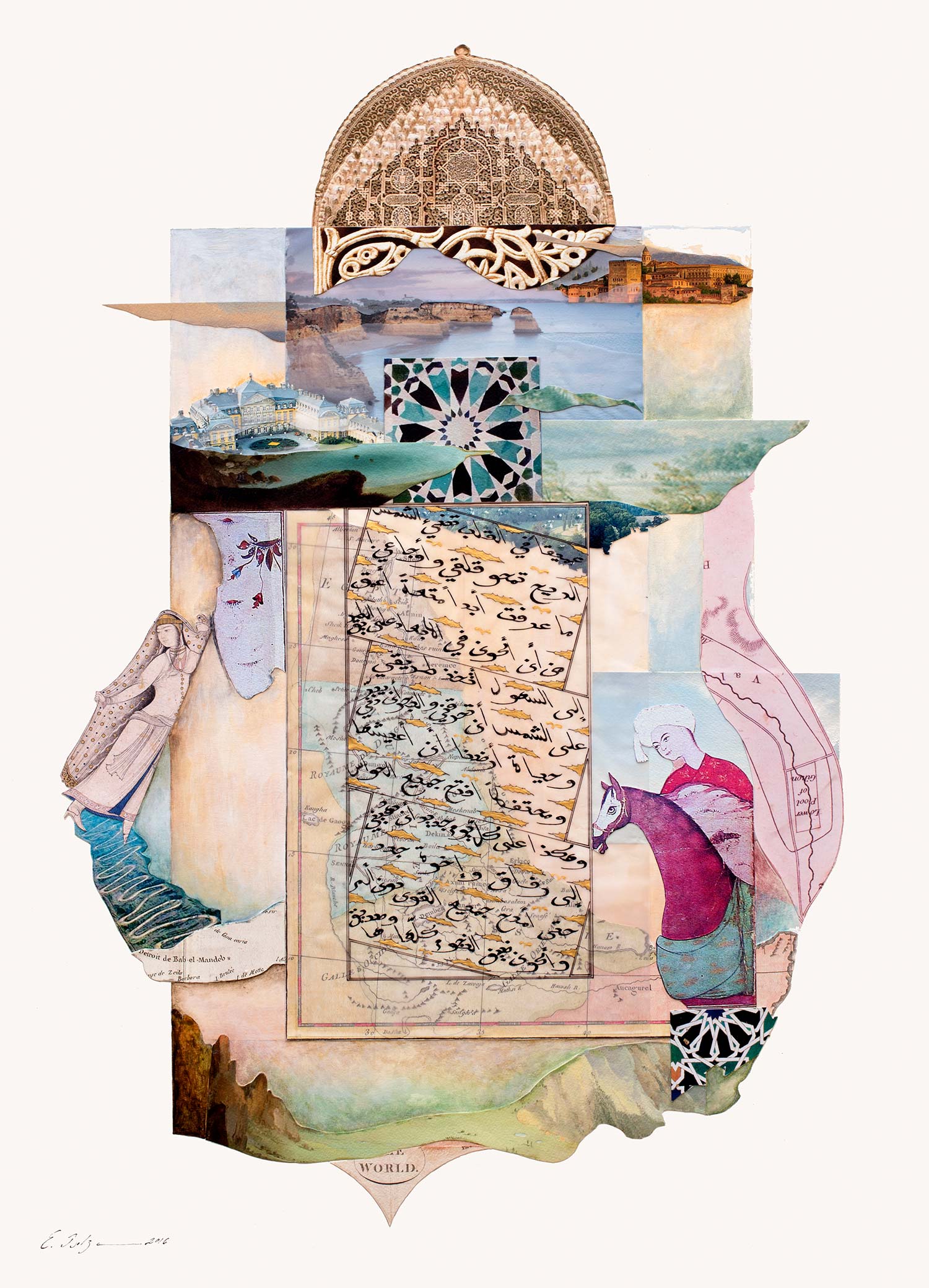 Caravan Chant Cotton paper, gesso, tempera, calligraphy ink and gold on solid mount board base Private Collection, Frankfurt, Germany 2016