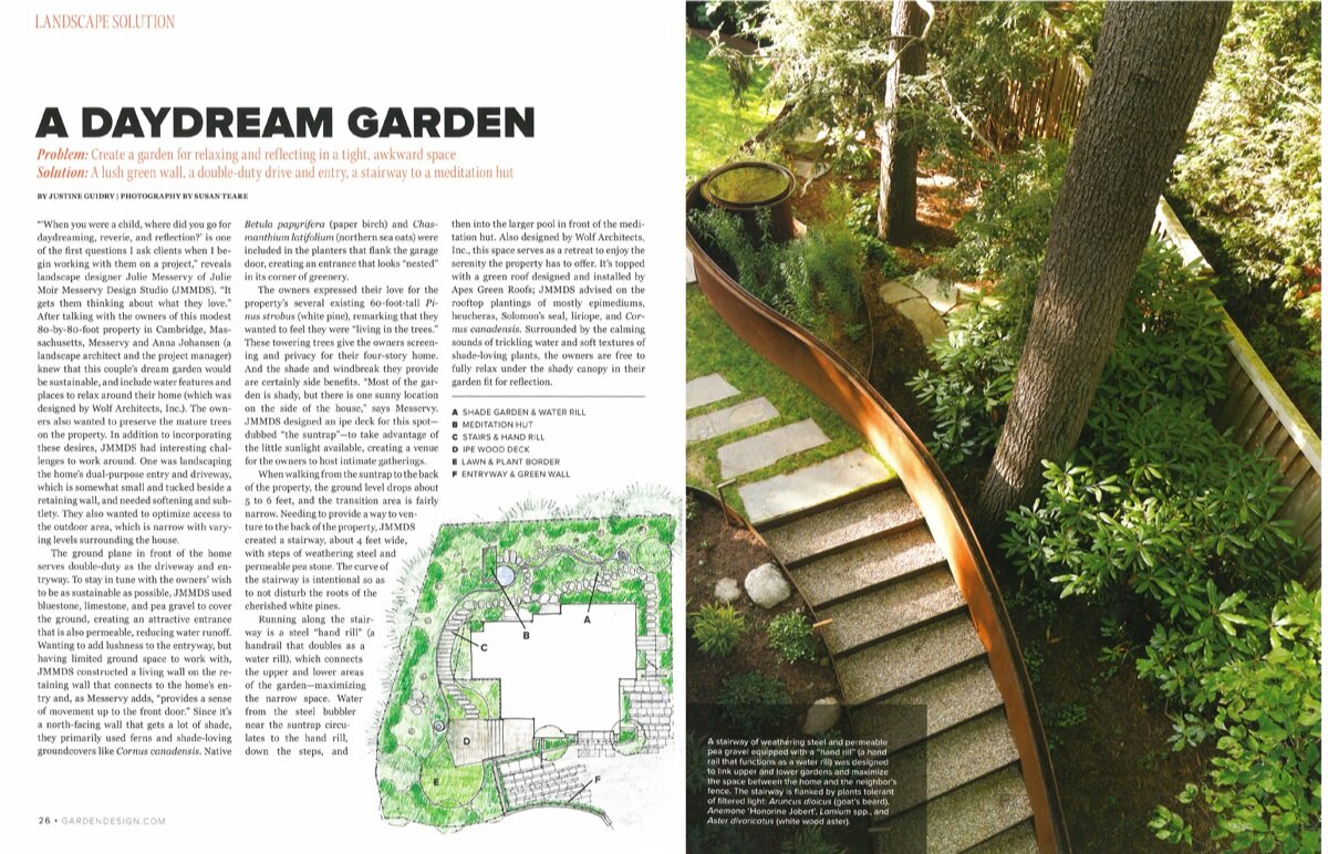 Sustainable Urban Villa Landscape Design Featured in Garden Design's Spring 2015 Issue