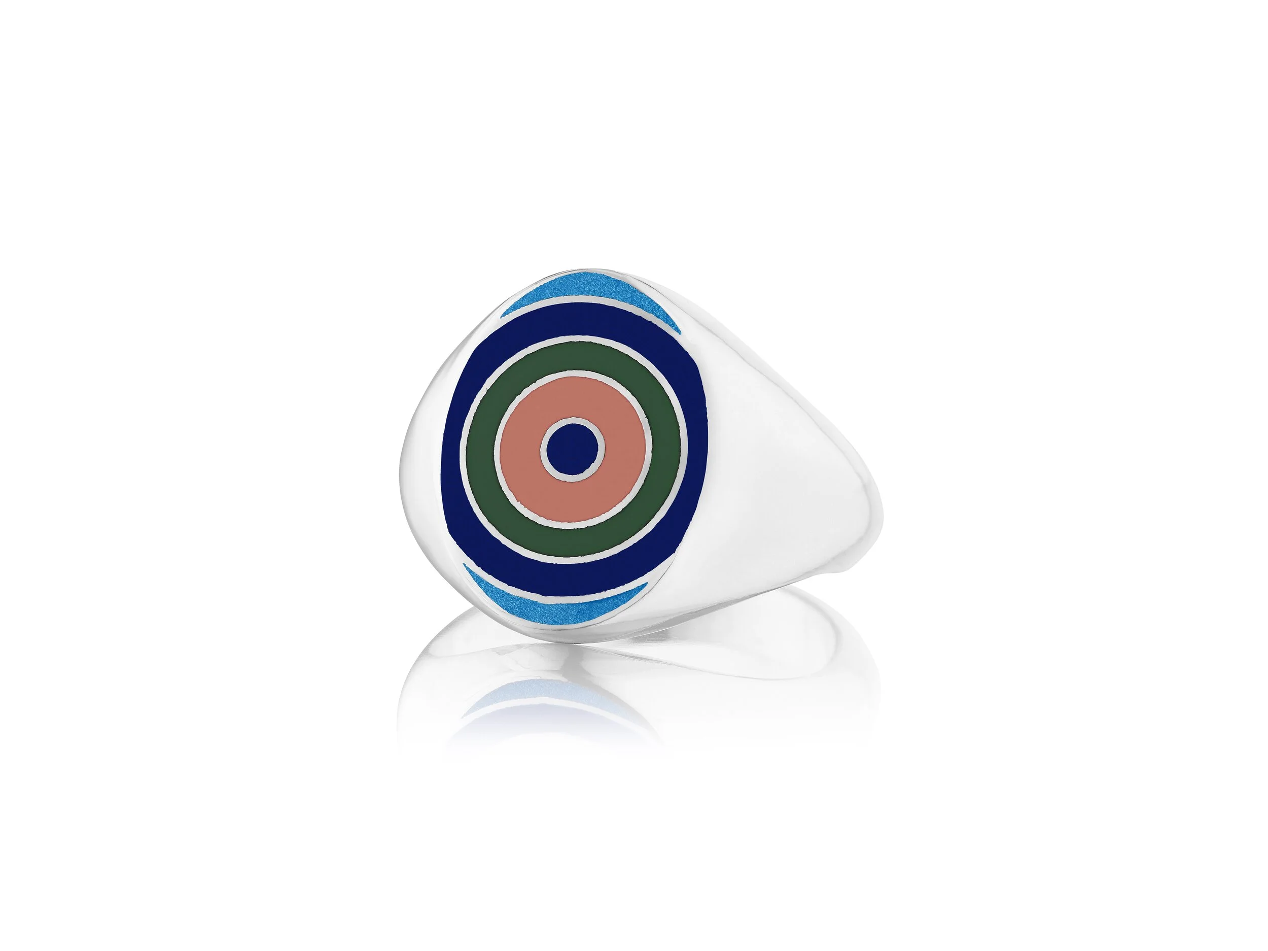 Evil Eye Signet Ring in Evergreen