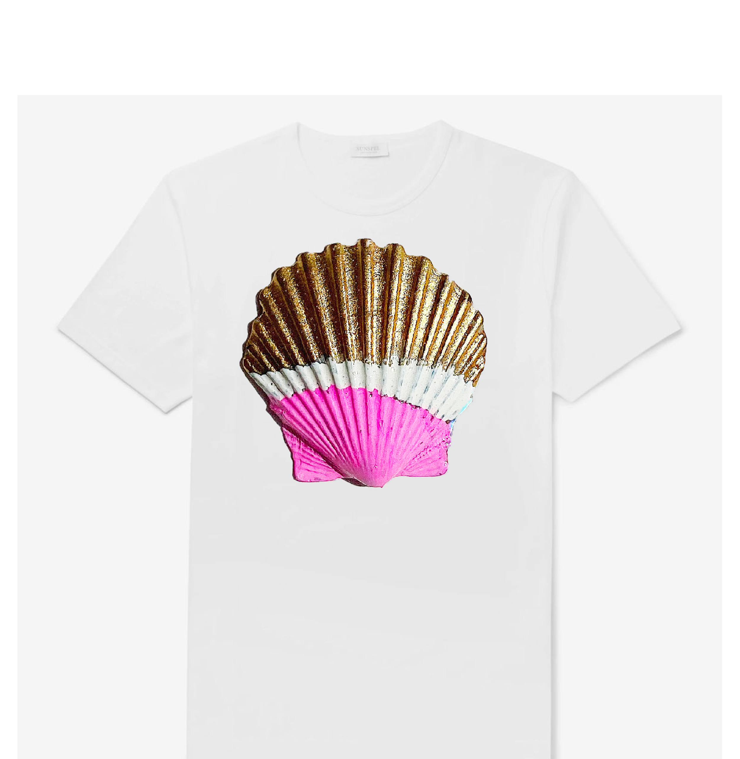 Pink, White, and Gold Shell T-Shirt