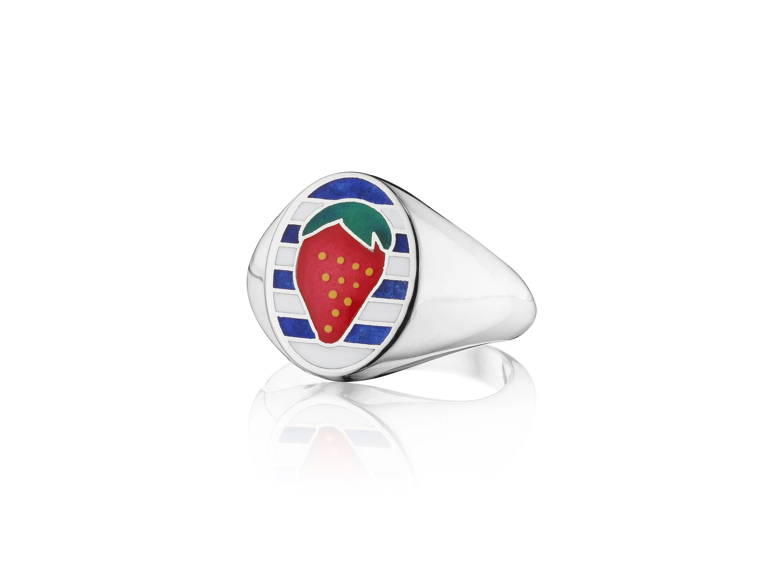 Silver Strawberry Signet Ring