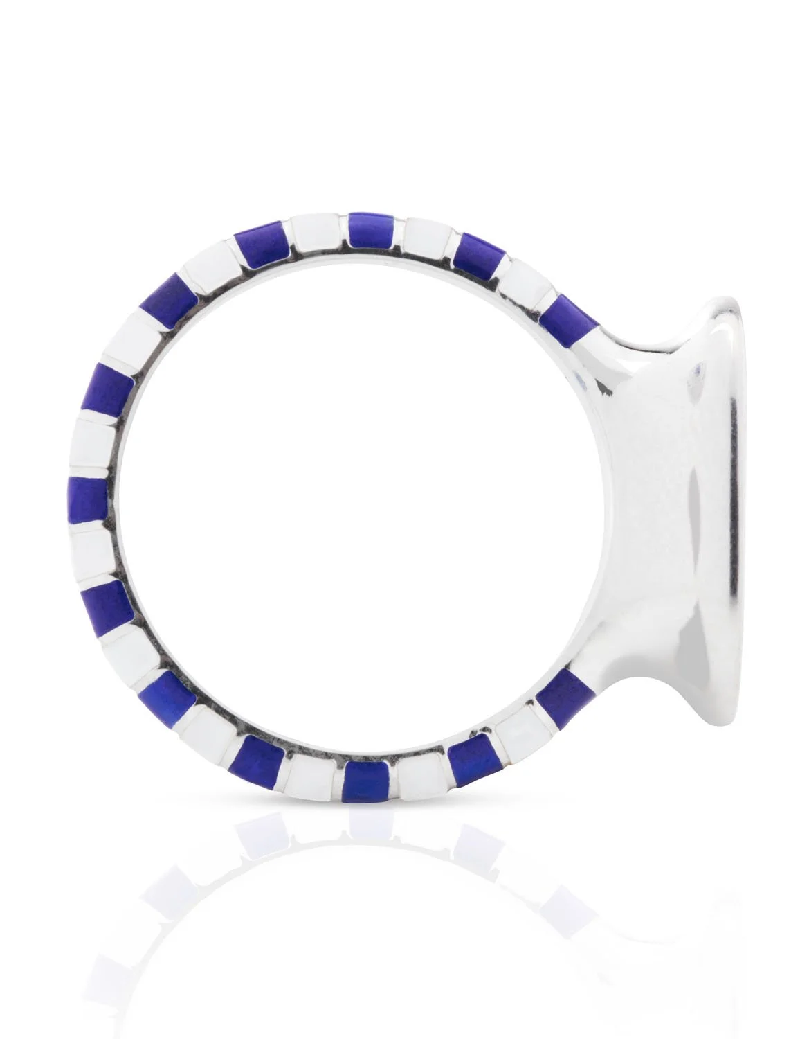 Striped Oval Signet Ring Silver