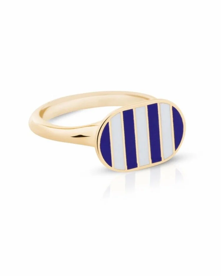 Oval Signet with Striped Top