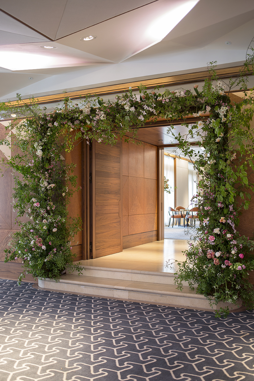 Spring flower arch in the Berkeley Hotel, London by Aesme Flower Studio for House & Garden May 2018