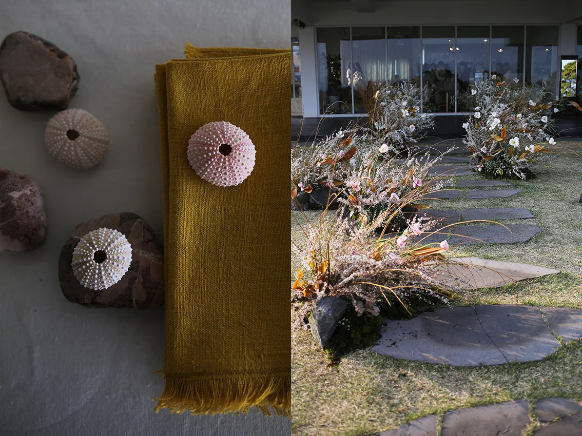 Flower School | Colour: our palette for the workshop was soft pink with accents of orange and yellow, as a nod to the cherry blossom, mandarin groves and canola flowering all over the island in spring