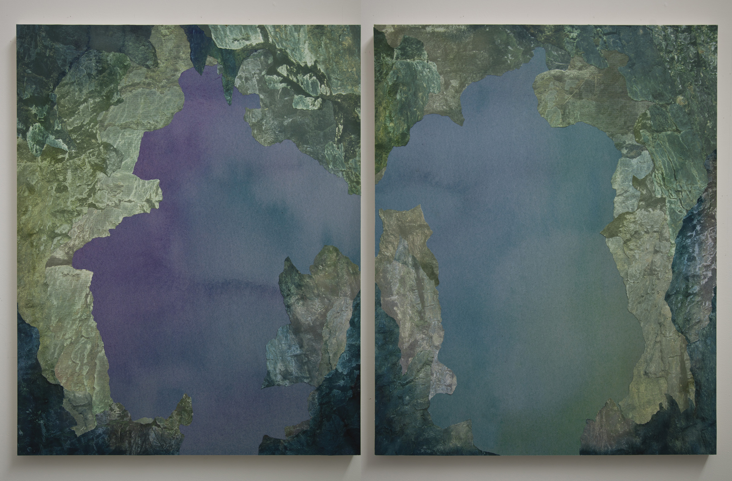   Cavern Diptych,  archival pigment prints, collage on panel, 54" x 43" each, 2012.  
