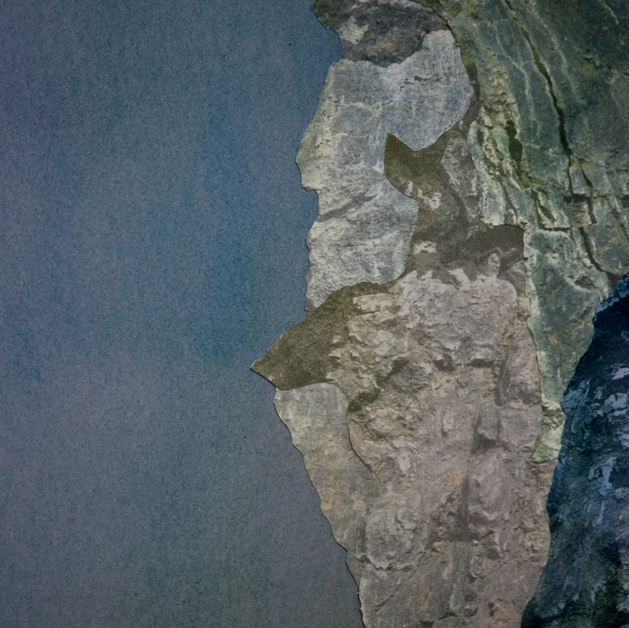 Cavern Diptych Detail, archival pigment prints, collage on panel, 54" x 43" each 2012.