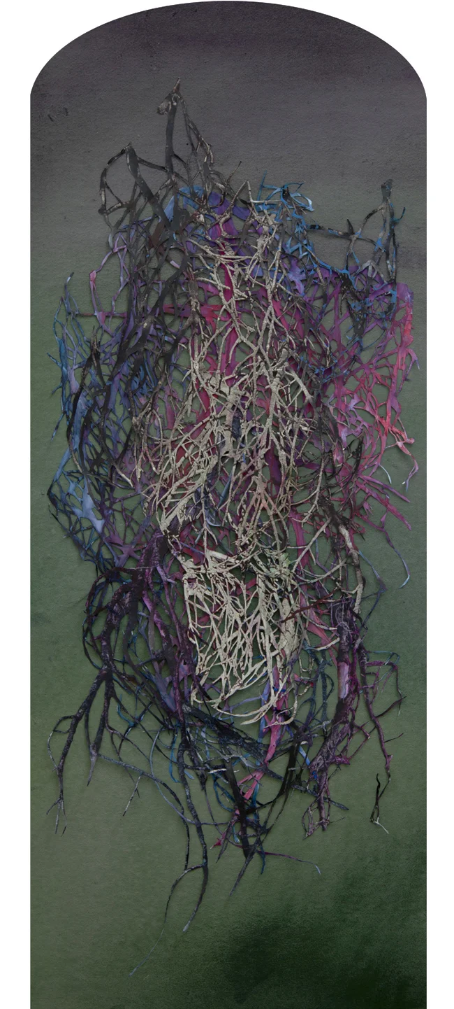 Untitled hand-cut c-prints, collage on archival pigment prints, 60" x 24", 2012. 
