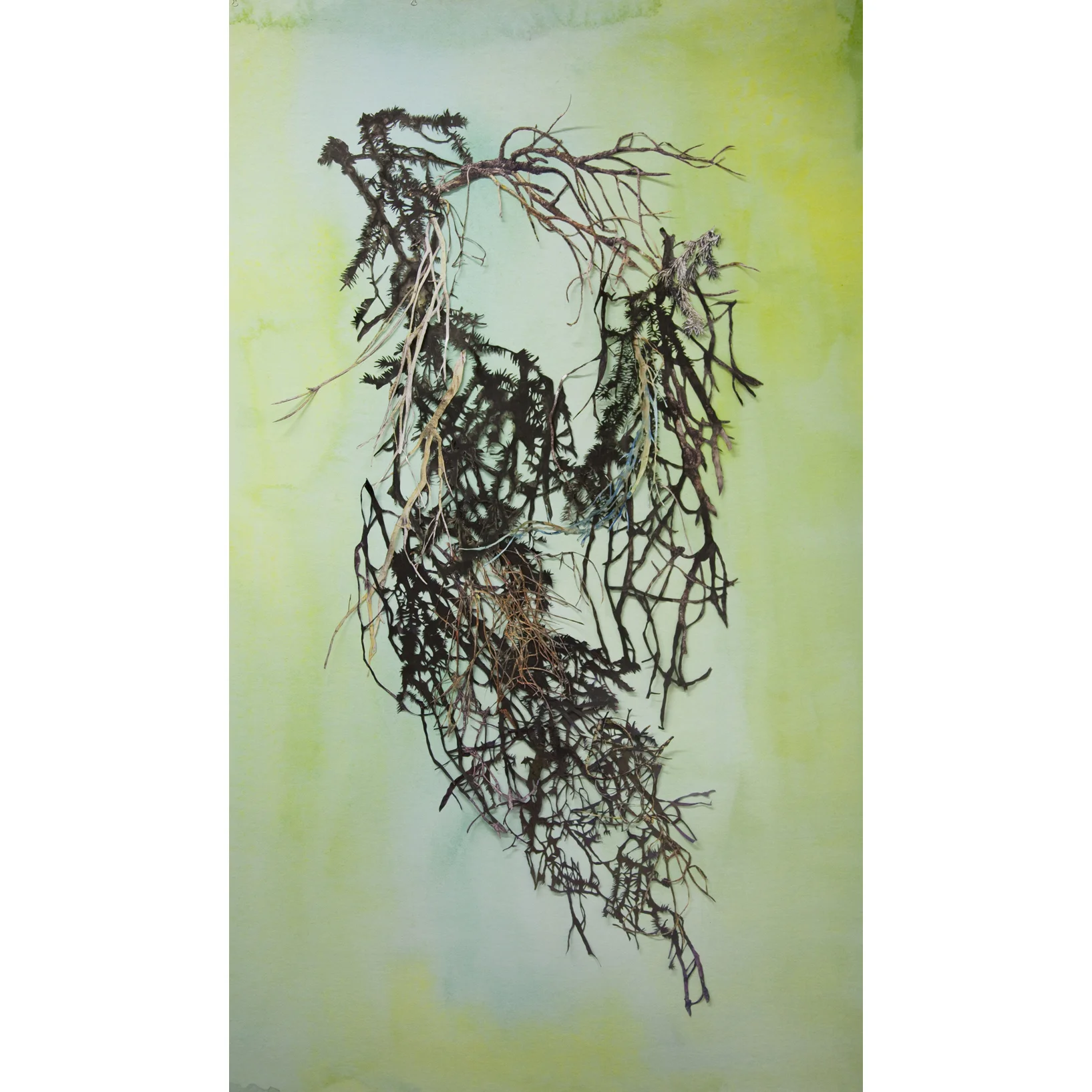 Wilderness III hand-cut c-prints, watercolor, India ink, collage on archival inkjet print, 53 1/2" x 90", 2011 . 
