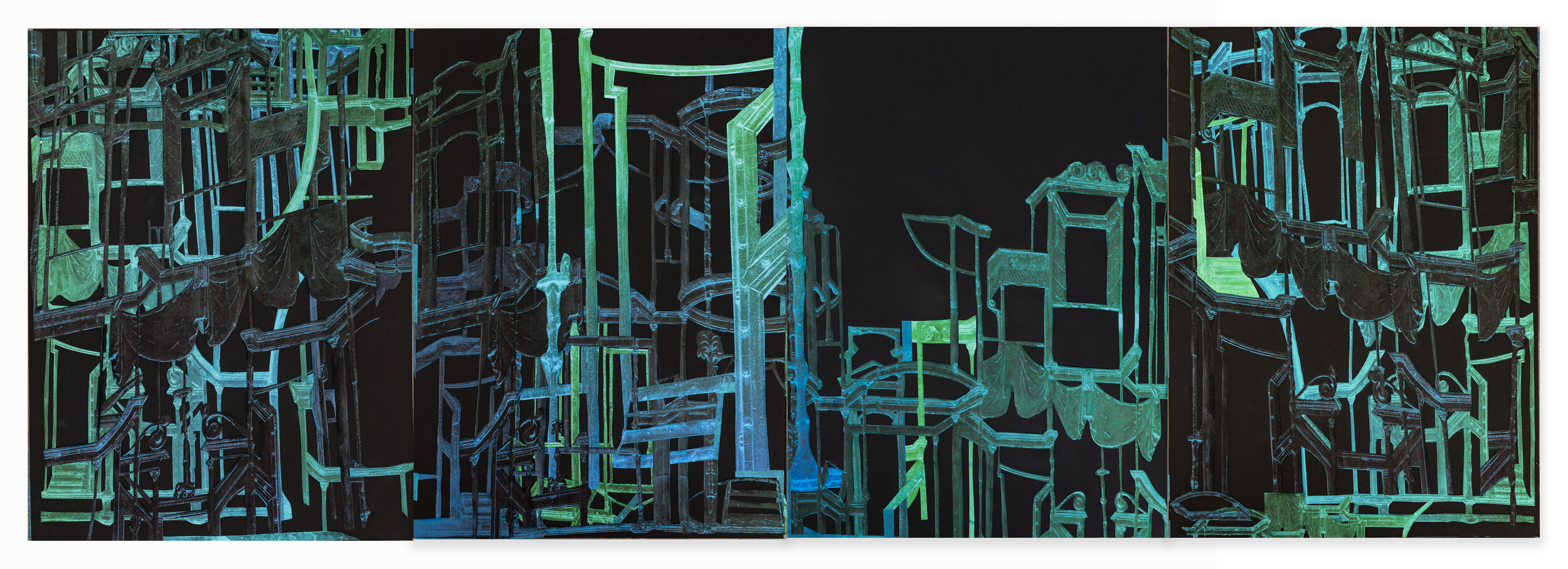 Untitled, 2021, hand cut inkjet prints, collage on museum board, 40” x  128”. 