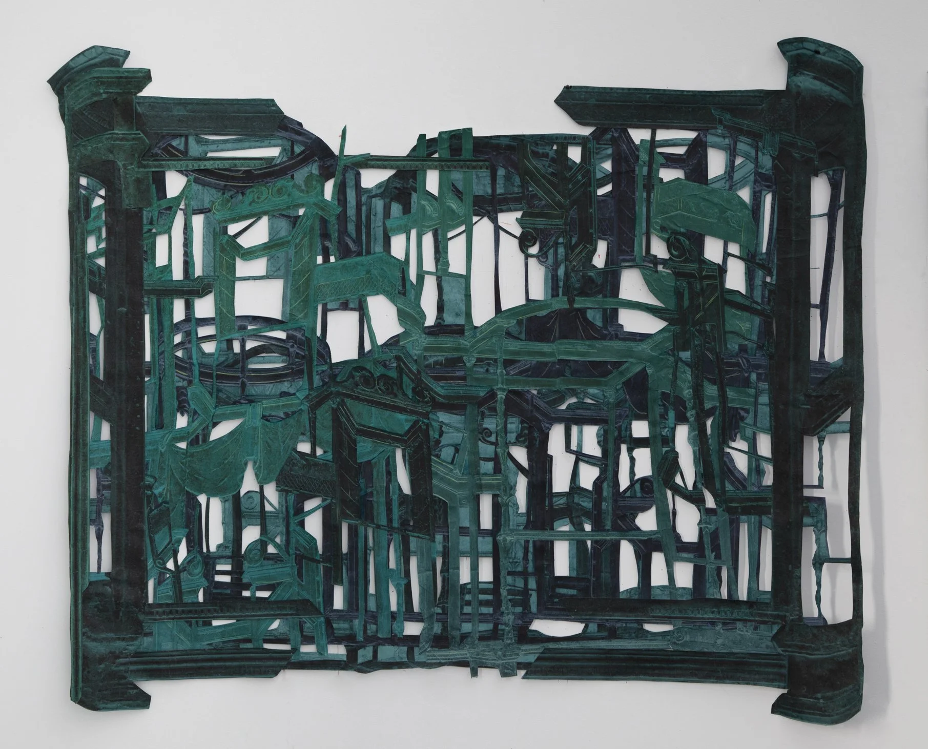 Twilight in the Emerald City, 2023, 44" x 66" inkjet prints, colored pencil., collage.