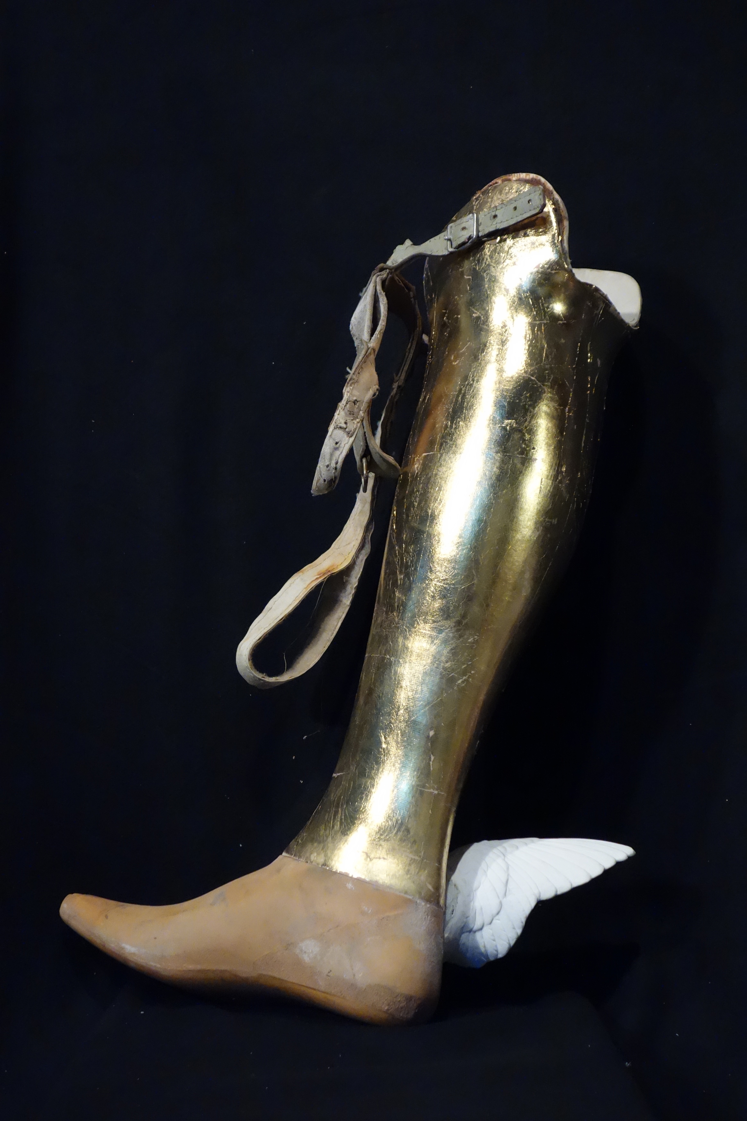 Golden Calf, 2014, gilded prosthetic leg and plaster, 22x15x6 inches