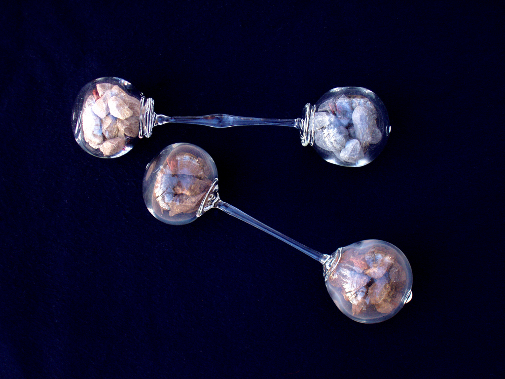 Inheritance, 2004, glass baby rattles filled with stones