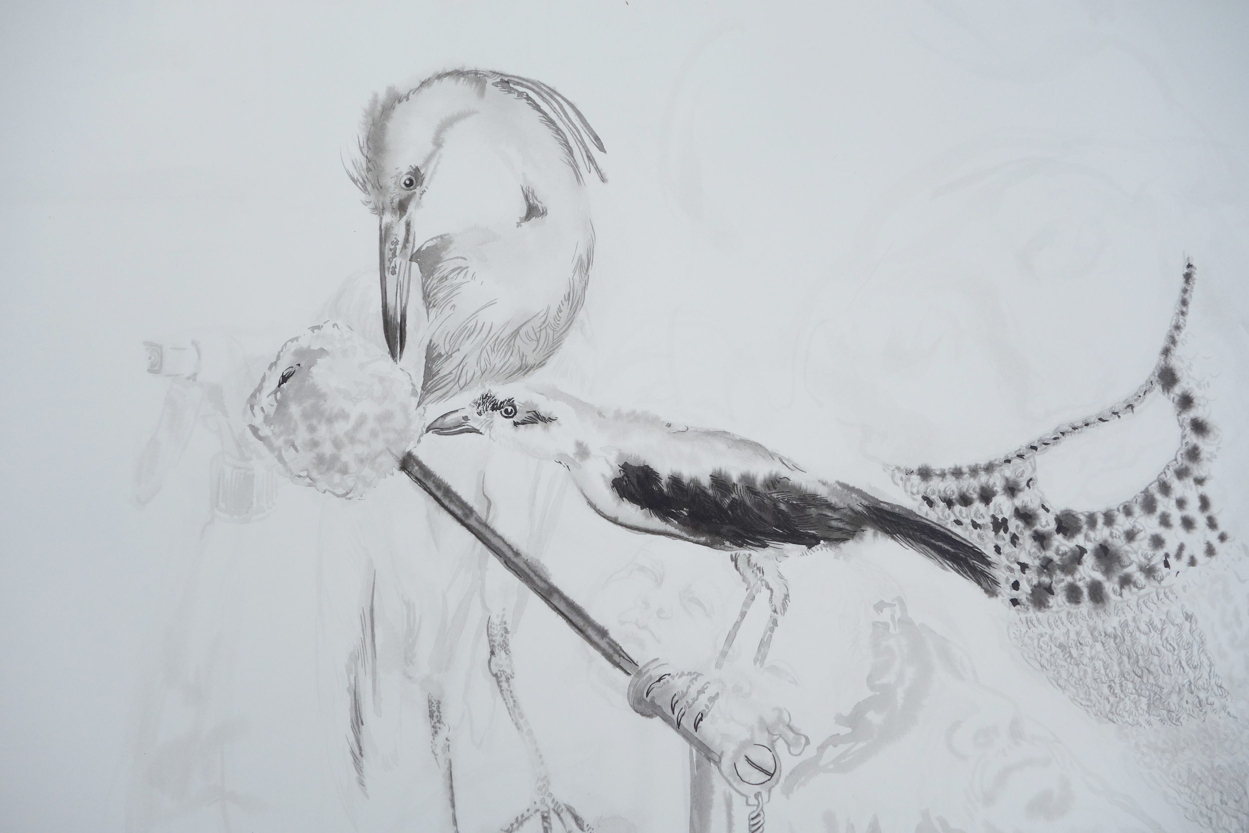 Untitled (Birds and Knit Beard) detail