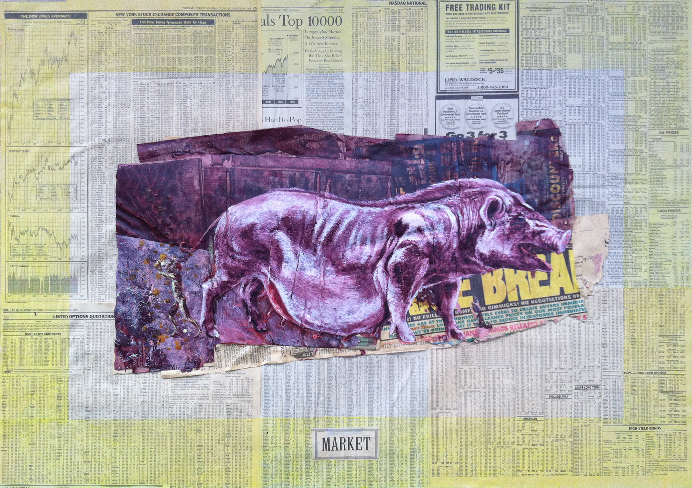 Market, 1999, 27” x 39”, acrylic/Wall St. Journal