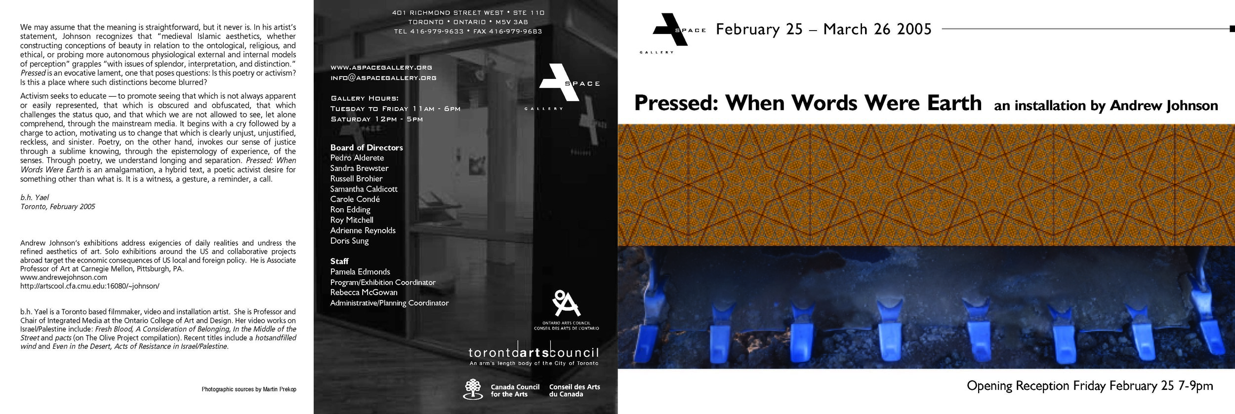 ANNOUNCEMENT FOR PRESSED AT A SPACE
