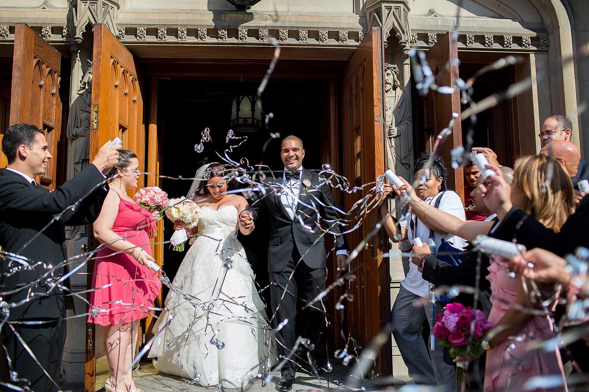 bride-groom-streamers-church-exit