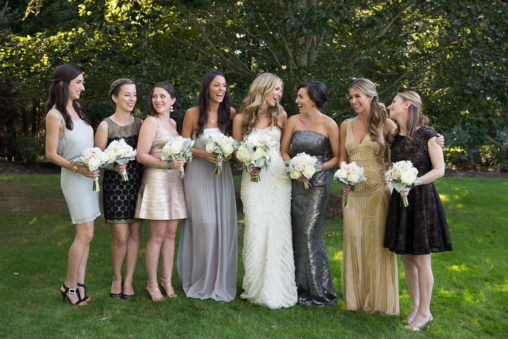 metallic-bridesmaid-dresses-long-mismatched