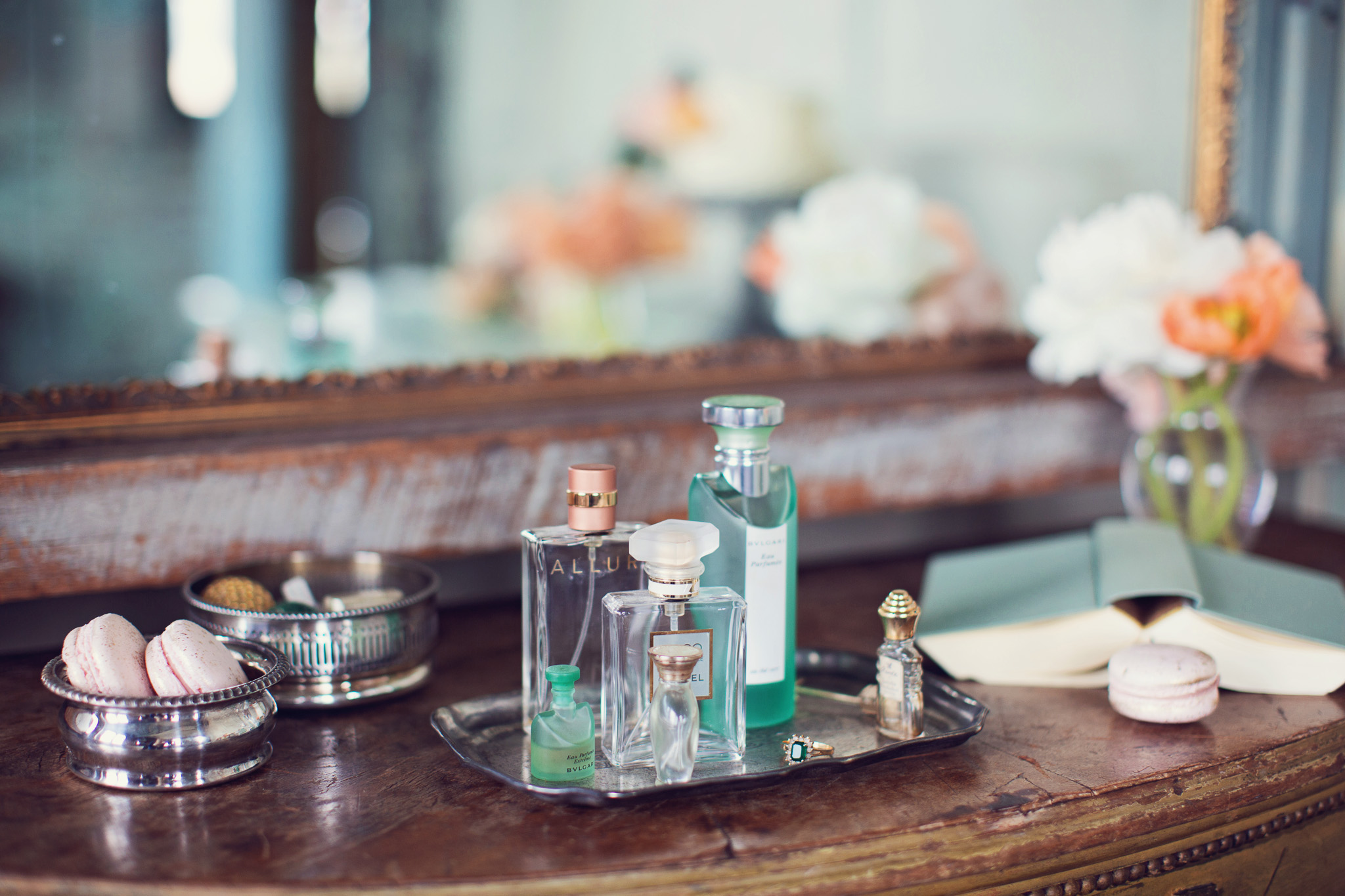 dressing-table-green-peach-perfume-bottles-feminine-vintage