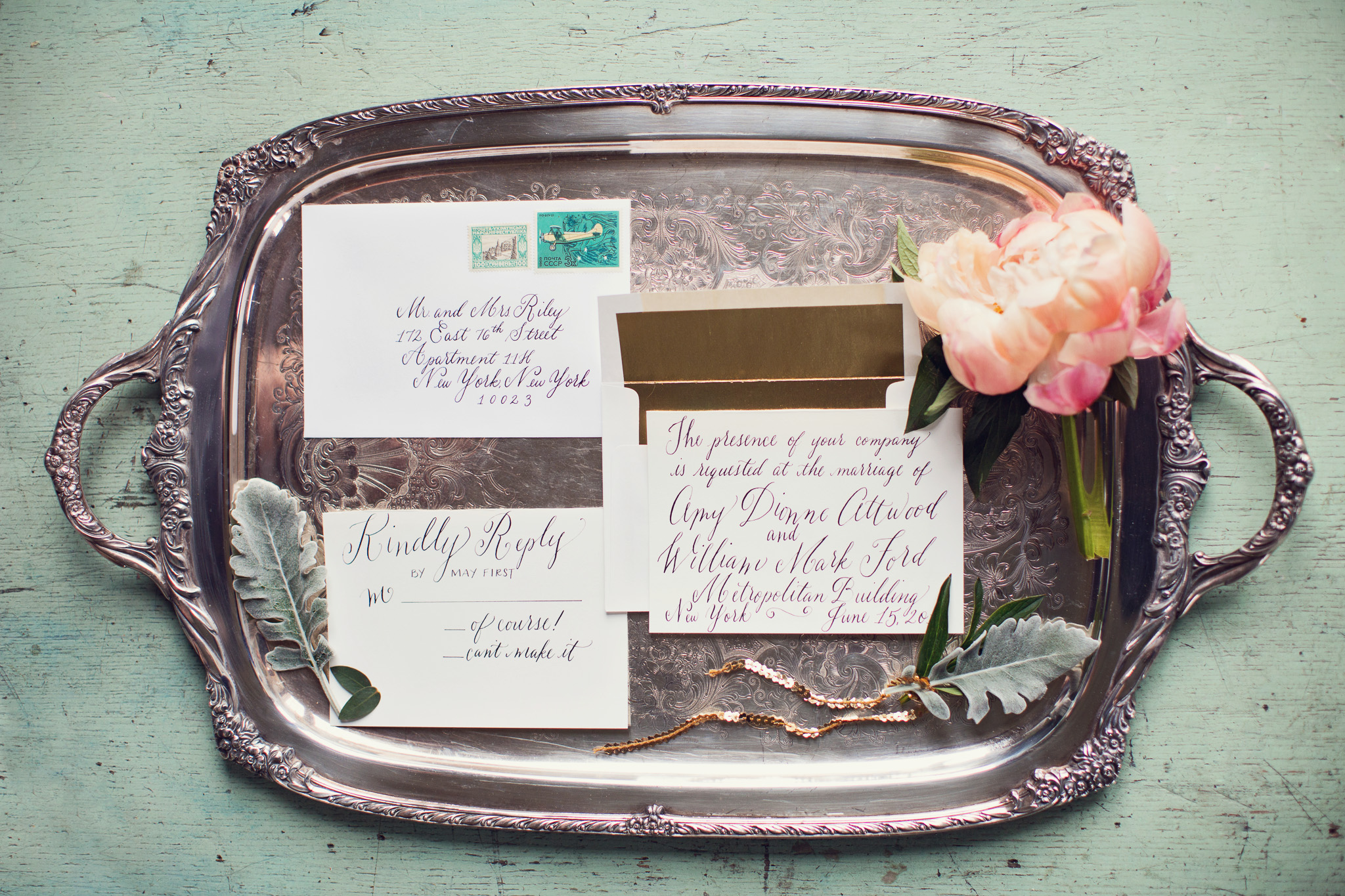 calligraphy-classic-wedding-invitation-silver-tray-peony