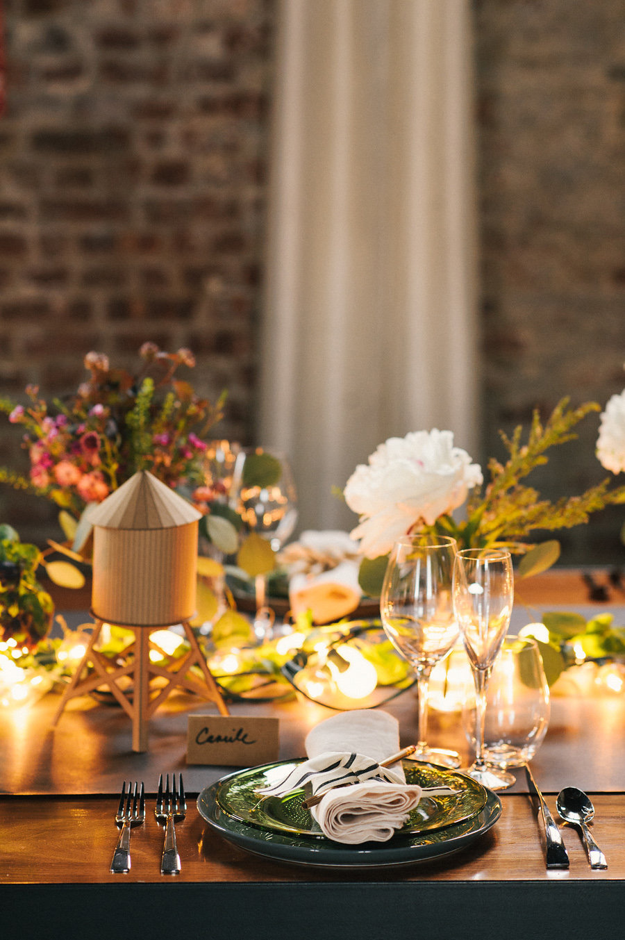 unique-brooklyn-theme-wedding-inspiration-string-lights-rustic-the-green-building