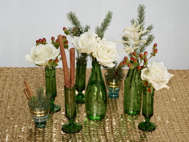 christmas-holiday-centerpiece-ideas-recycled-green-white-cinnamon-gold