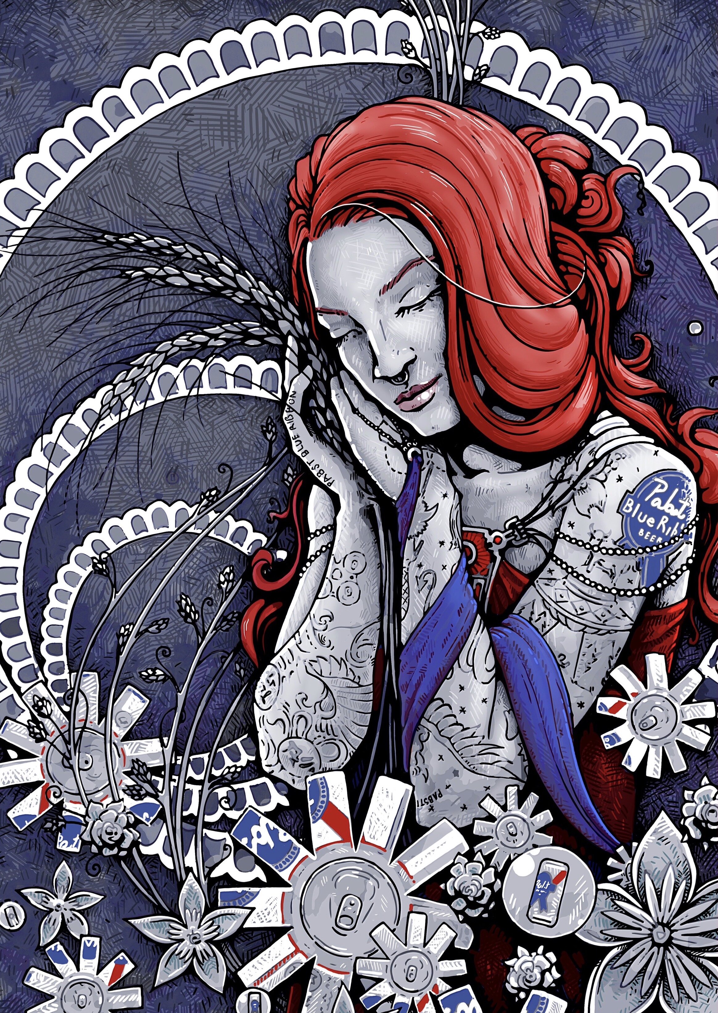  Digital Illustration for Pabst Blue Ribbon.  